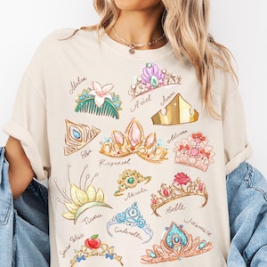 Comfort Color® Disney Princess Crown Shirt Disneyworld Shirt Cinderella Belle Rapunzel Ariel Snow White Disney Girl Trip Shirt 00886