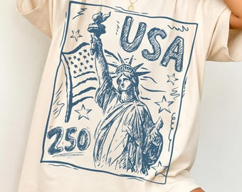 Comfort Color® Statue of Liberty USA 250th Anniversary Shirt, 4th Of July Tee, 250th Year Independence Day Patriotic Tee USA Shirt 001591