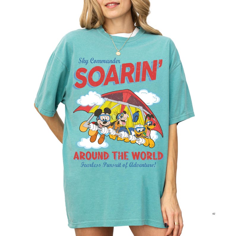 Comfort Color® Mickey and Friend Soarin' Around The World Shirt Epcot Disney Washed Tee Walt Disney World Trip Disney Ride Epcot 001005 Bild 2