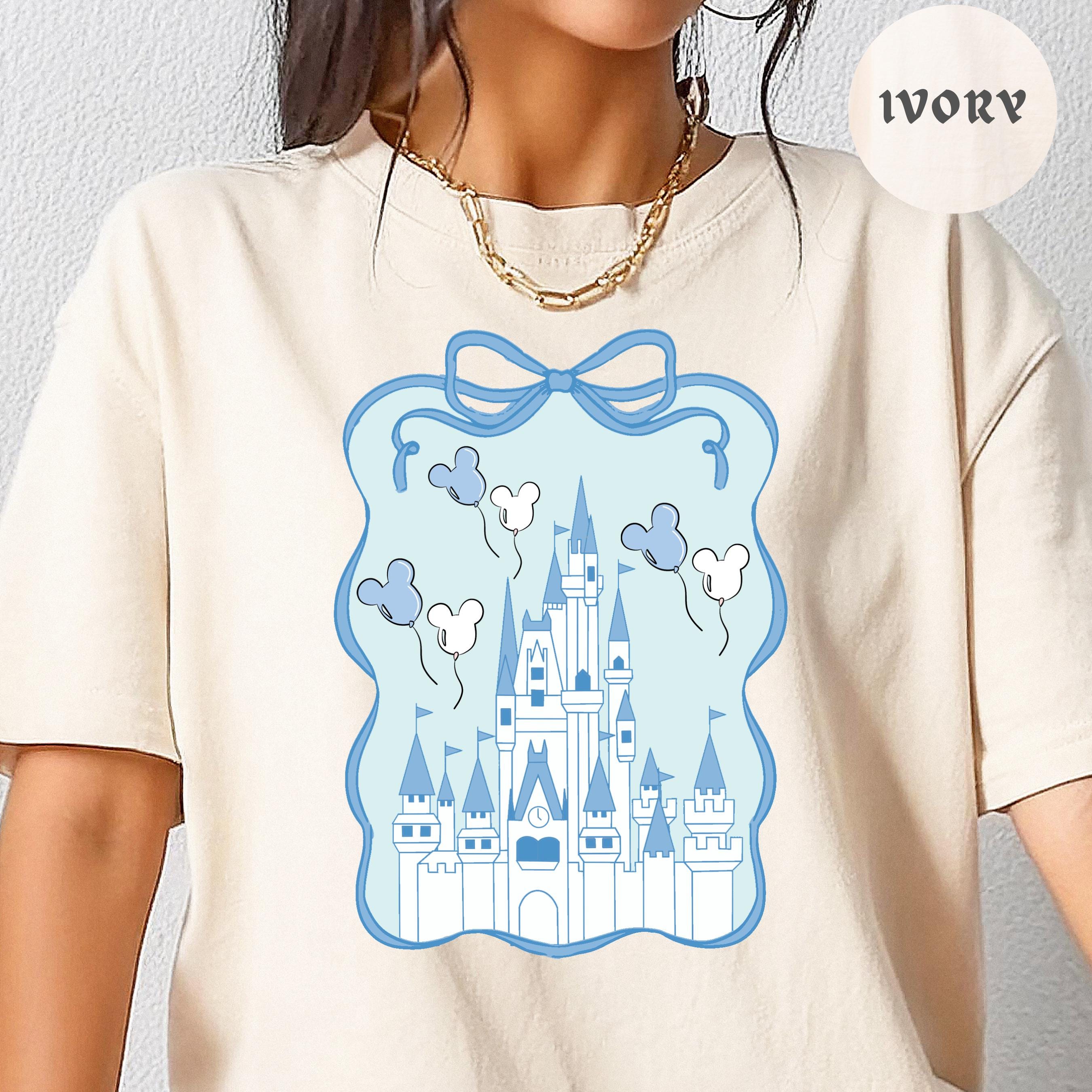 Comfort Color® Disney Magical Castle with Blue Coquette Shirt, Magic Kingdom Sweatshirt, Disney Girl Trip, Disneyworld Family shirt, 00630