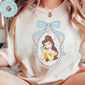 Comfort Color® Vintage Princess Belle with Coquette Bow Shirt Disney Sweatshirt Belle Disneyworld T-shirt Disney Birthday Girl tee, 00664