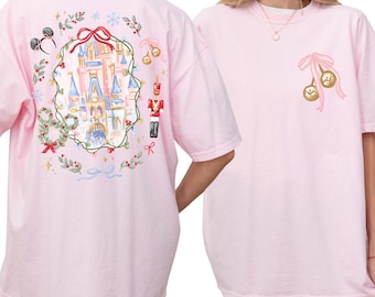 Comfort Colors® Vintage Disney Christmas Magic Castle Shirt, Mickey Xmas Tee, Retro Disney Holiday Shirt, Nutcracker Disney Trip Top 001107