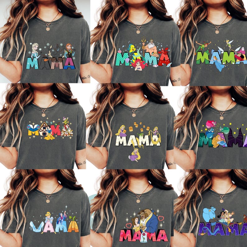 Comfort Color® Princess Mama Shirt Princess Mom Elsa Ariel Rapunzel Cinderella Belle Shirt Mother's Day tee Disneyland Ariel Shirt 00380 immagine 2