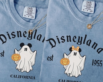 Comfort Color® Retro Disneyland Est 1955 California Halloween Shirt Mickey Ghost Shirt Minnie Ghost Shirt Disneyworld Halloween, 00196