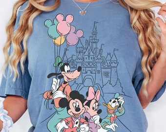 Comfort Colors® Mickey And Friends Balloon Shirt Mickey Magic Castle Shirt Mickey Minnie Goofy Donald Shirt 01075