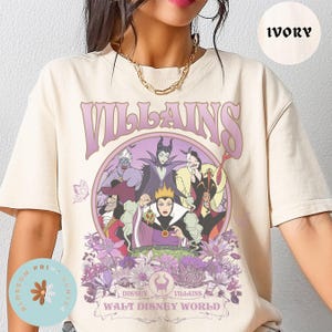Comfort Color® Vintage Villains Walt Disney Shirt Disney Halloween Shirt, witch shirt, Disneyland Halloween Shirt, maleficent, 0242 zdjęcie 1
