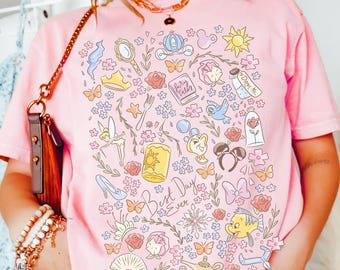 Chemise à fleurs vintage Comfort Color® Coquette Disney, nœud, t-shirt Best Day Ever, t-shirt voyage Walt Disney t-shirt mignon doodles Disney, 001432