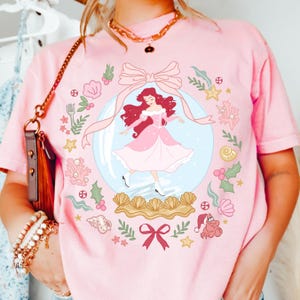 Comfort Color® Disney Princess Ariel Snow Globe Shirt Princess Ariel Coquette Bow Christmas tee Little Mermaid Sweatshirt 001052 image 6