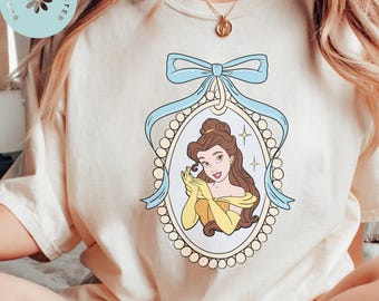 Comfort Color® Vintage Princess Belle with Coquette Bow Shirt Disney Sweatshirt Belle Disneyworld T-shirt Disney Birthday Girl tee, 00664