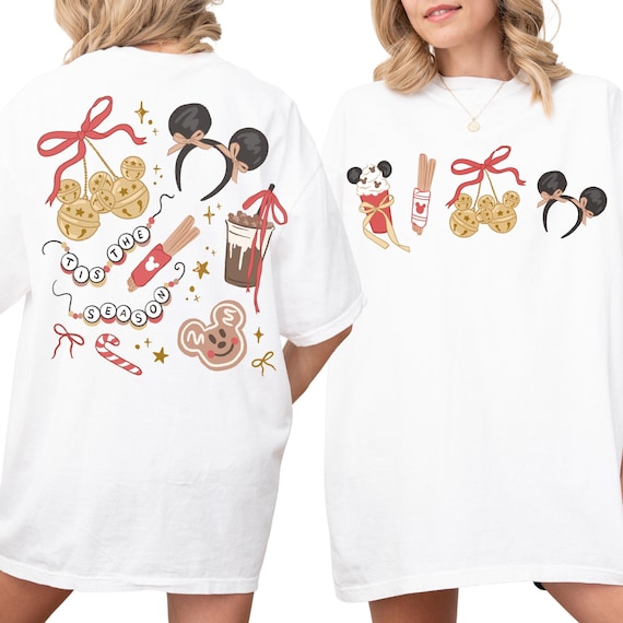 Comfort Color® Vintage Disney Coquette Bow Christmas Shirt Mickey Happy holiday Shirt Disney tis the season Magic Castle Shirt 001053