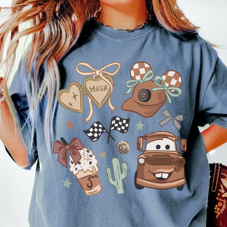 Camiseta Comfort Color® Disney Tow Mater Coquette Bow para Halloween, camiseta de otoño de Lightning McQueen, camiseta de viaje a Disney Doc Hudson, camiseta de viaje a Disney 00931 imagen 10
