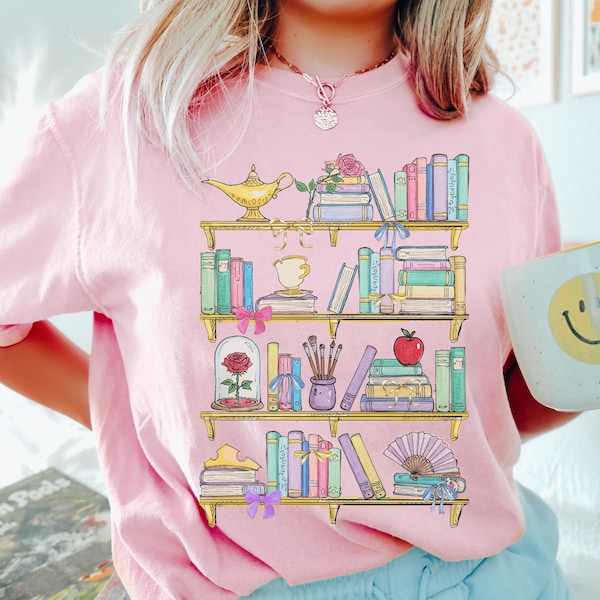 Comfort Color® Princess Princess Book Shirt Disney Teacher Librarian Shirt Disney Book Lover Shirt Belle's Library Disney Book Worm 00892