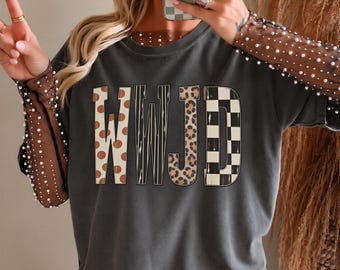 Comfort Colors® WWJD Christian Shirt, What Would Jesus Do Tee, Leopard Checkered Letters Top, Faith Church Gift for Women 001881
