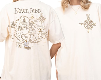 Comfort Color® Disney Neverland map Shirt Peter Pan Tee Tinker Bell Wendy Flight to Neverland T-Shirt Disneyland Family Trip 00539