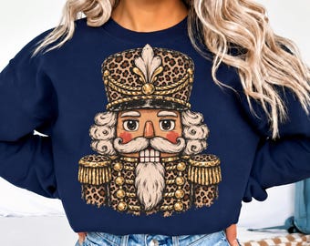 Comfort Colors® Leopard Nutcracker Shirt, Christmas Soldier Tee, Cheetah Print Holiday Top, Vintage Nutcracker Xmas Gift for Women 001900