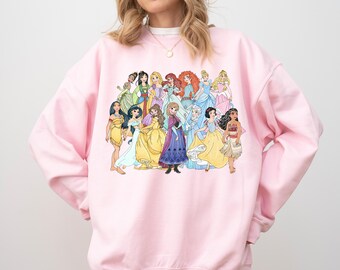 Comfort Colors® Vintage Disney Princess Tee, Cinderella Belle Rapunzel Ariel Snow White Shirt, Magical WDW Trip Princess Tee 00228