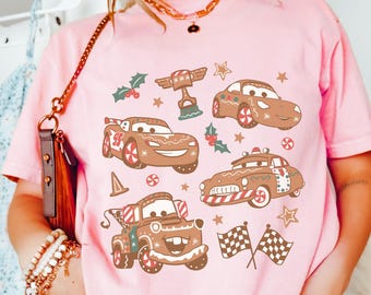 Comfort Color® Disney Tow Mater Coquette Bow Christmas Shirt Lightning McQueen Xmas tee Disney trip Doc Hudson Disney trip Shirt 001003