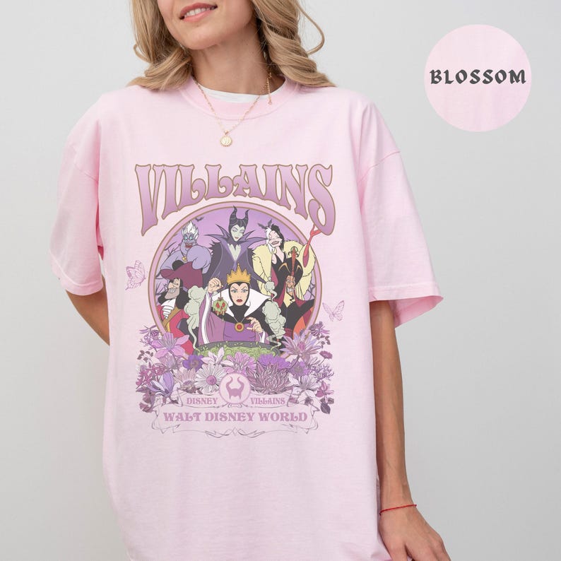 Comfort Color® Vintage Villains Walt Disney Shirt Disney Halloween Shirt, witch shirt, Disneyland Halloween Shirt, maleficent, 0242 zdjęcie 5