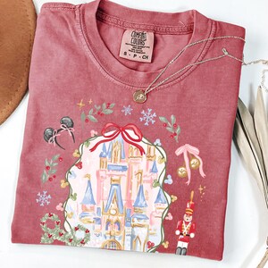Comfort Color® Disney Coquette Bow Christmas Shirt Mickey xmas Shirt Disney Magic Castle Christmas tee Disney Trip Shirt Nutcracker 00929 image 7