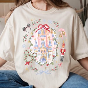 Comfort Color® Disney Coquette Bow Christmas Shirt Mickey xmas Shirt Disney Magic Castle Christmas tee Disney Trip Shirt Nutcracker 00929 image 6