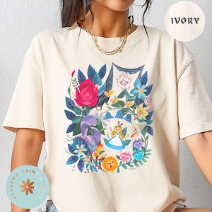 Comfort Colors® Alice in Wonderland T-Shirt, Disney Alice Tee, Princess Alice Shirt, Alice in Wonderland Flowers Shirt, Disney tee, 00290