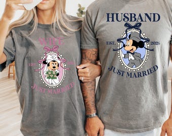 Comfort Color® Disney Just Married Shirt, in Our Honeymoon Era Shirt Mickey and Minnie Honeymoon era, Wife and Husband Shirt 00812
