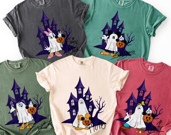 Comfort Colors® Retro Mickey and Friends Halloween Shirt, Mickey Ghost Shirt, Disney Pumpkin Ghost Tee, Disney Trip Spooky Season Tee 01072