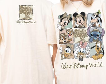 Comfort Color® Mickey and Friends Safari 2 Sided Shirt, Walt Disney World Safari Mode Shirt, Animal Kingdom Shirt, Mickey Safari Tee 001496