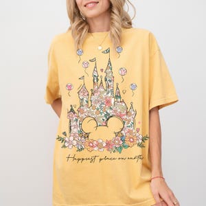 Comfort Color® Disney Castle Floral Minnie Shirt, Happiest Place on Earth Shirt, Magic Kingdom Castle, Vintage Disney Shirt, 00121 image 7