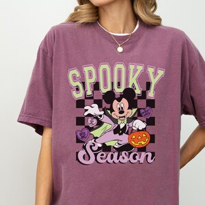 Comfort Color® Spooky Season Mickey Halloween T-shirt Disneyland Halloween Halloween Party Hocus Pocus Shirt Checkered Mickey Pumpkin 00157 image 3