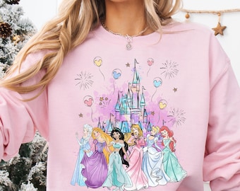 Comfort Colors® Disney Princess Characters Shirt, Magical Castle Princess Tee, Rapunzel Ariel Cinderella Shirt, WDW Trip Princess Tee 001281