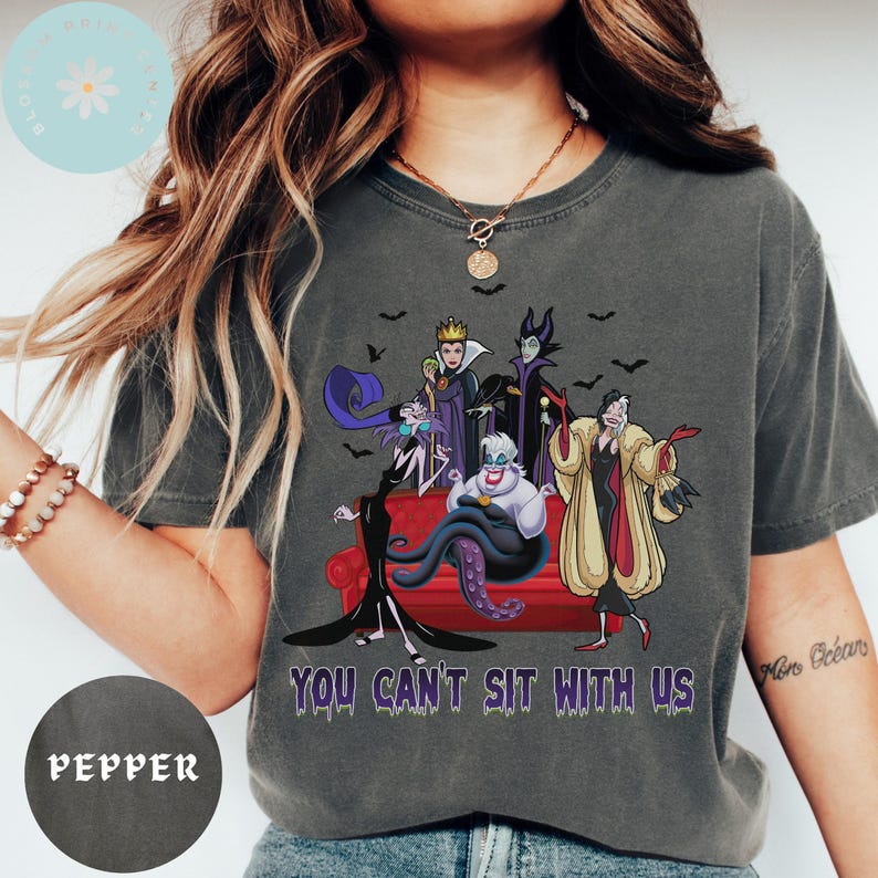 Comfort Color® Retro Villains You can not sit with us Shirt, Disney Halloween Shirt, witch shirt, Disneyland Halloween Shirt, 0278 image 2