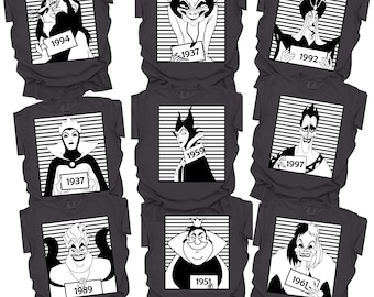 Retro Villains T-Shirt, Disney witch Sweatshirt, ursula shirt, Evil Queen Shirt, Maleficent, Cruella tee, 00638