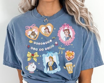 Comfort Color® Vintage Princess Belle Shirt with Coquette Bow, Disney Sweatshirt Belle Disneyworld T-shirt Disney Birthday Girl Tee, 00699