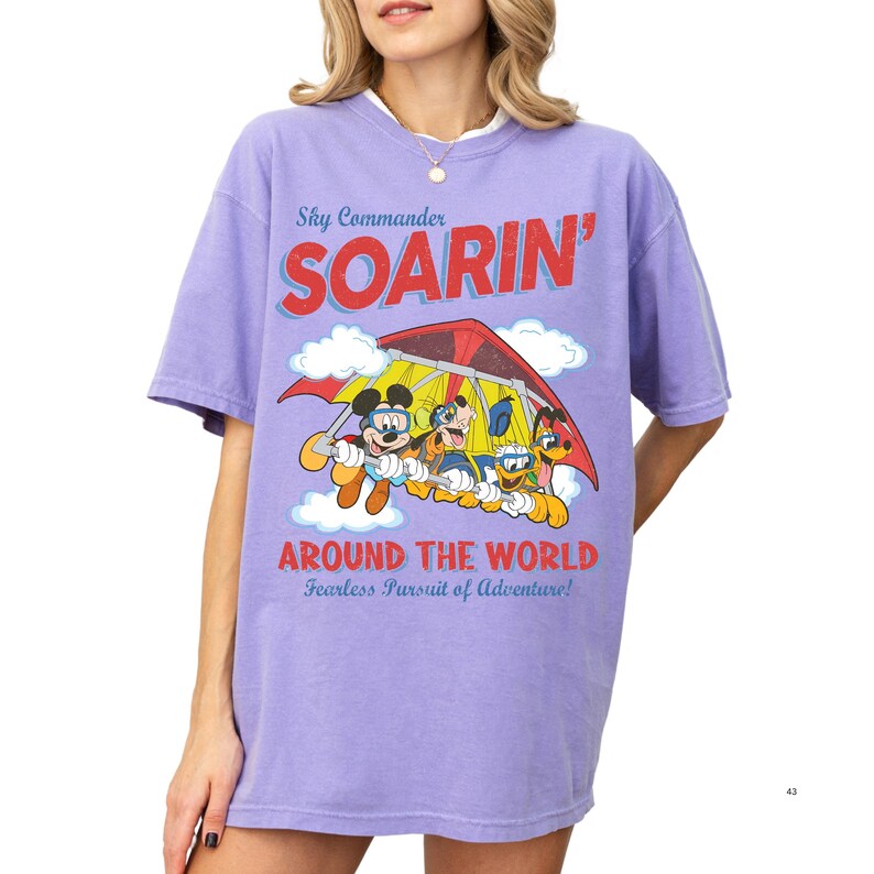 Comfort Color® Mickey and Friend Soarin' Around The World Shirt Epcot Disney Washed Tee Walt Disney World Trip Disney Ride Epcot 001005 Bild 9