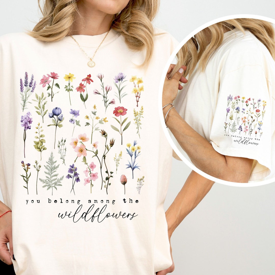 Comfort Color® Wildflower T-shirt, Boho T-shirt, Botanical Shirt ...