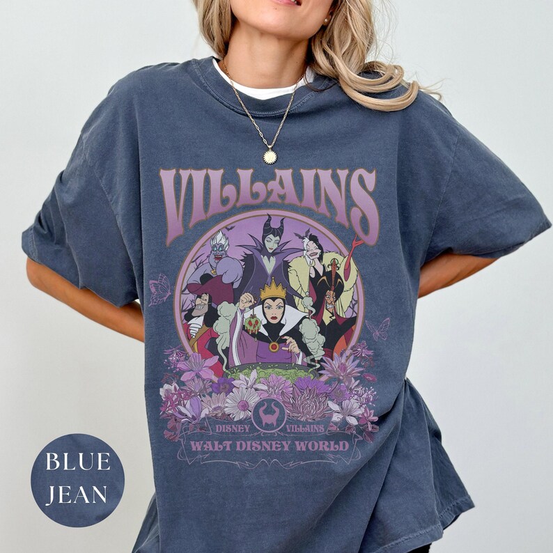 Comfort Color® Vintage Villains Walt Disney Shirt Disney Halloween Shirt, witch shirt, Disneyland Halloween Shirt, maleficent, 0242 zdjęcie 7
