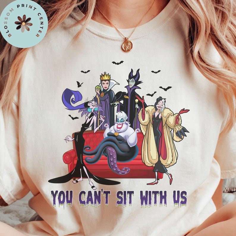 Comfort Color® Retro Villains You can not sit with us Shirt, Disney Halloween Shirt, witch shirt, Disneyland Halloween Shirt, 0278 image 1