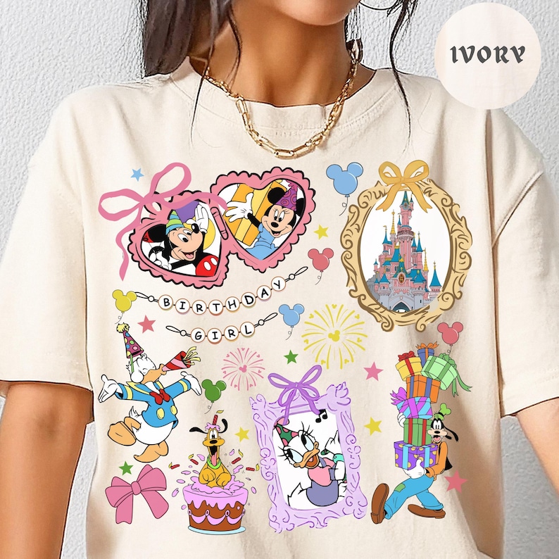 Comfort Color® Disney and Friends Birthday Girl Shirt, Minnie Mouse Tee, Disney, Disney birthday Trip t-shirt, disney girl birthday, 00755 image 1