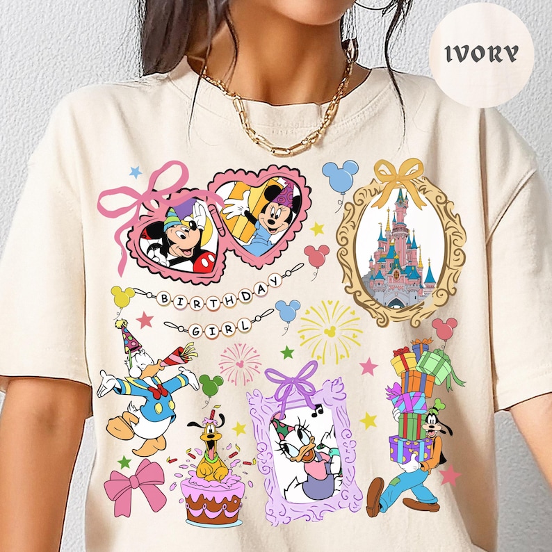 Comfort Color® Disney and Friends Birthday Girl Shirt, Minnie Mouse Tee, Disney, Disney birthday Trip t-shirt, disney girl birthday, 00755 image 1