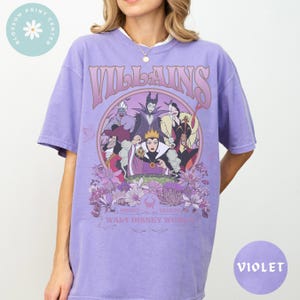 Comfort Color® Vintage Villains Walt Disney Shirt Disney Halloween Shirt, witch shirt, Disneyland Halloween Shirt, maleficent, 0242 zdjęcie 3