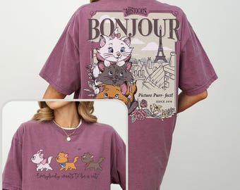 Comfort Color® Disney The Aristocats Bonjour since 1970 Shirt, Everybody wants to be a cat tee, Family Vacation Shirt, 00334