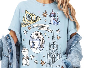 Comfort Color® Disney Anna & Elsa Coquette Bow Shirt, Frozen Tee, Disney Best Friends Tee, Cute Disney Princess Trip Shirt 00850