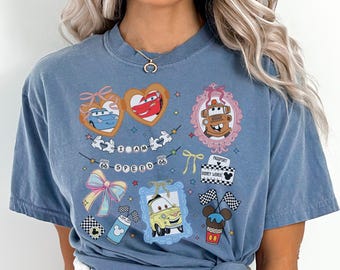 Comfort Color® Disney Cars Coquette Bow Shirt Vintage Disney tow matter tee, lightning McQueen shirt sally tee Disneyland Trip Shirt 00762