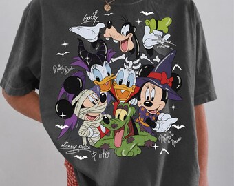 Comfort Color® Vintage Disney Mickey And Friends Signature Halloween Shirt Disney World Haunted Mansion Tee Halloween Disney Trip Tee 001613