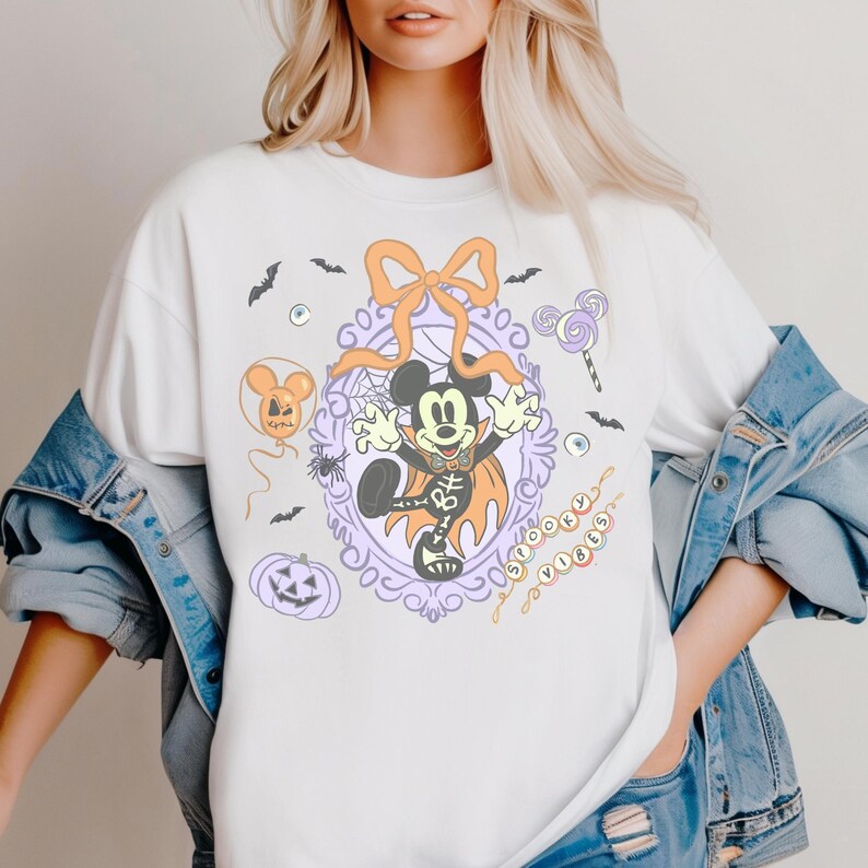 Comfort Color® Disney Mickey Ghost Shirt, Disneyland Halloween Shirt, Disney Mickey Halloween, Coquette Bow Mickey Halloween shirt 00910 Bild 7