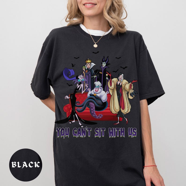 Comfort Color® Retro Villains You can not sit with us Shirt, Disney Halloween Shirt, witch shirt, Disneyland Halloween Shirt, 0278 image 5