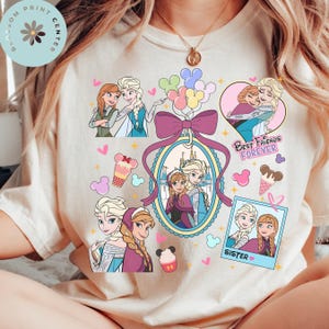 Comfort Color® Princess anna elsa coquette bow shirt disney trip shirt Disney sisters Shirt Disney best friends shirt Frozen Shirt 00810 image 1