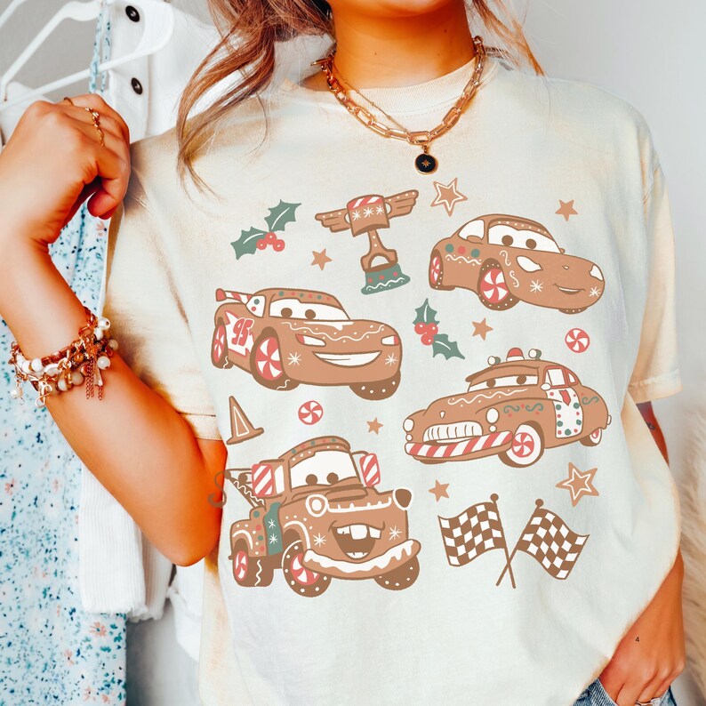 Comfort Color® Disney Tow Mater Coquette Bow Christmas Shirt Lightning McQueen Xmas tee Disney trip Doc Hudson Disney trip Shirt 001003 画像 7