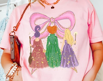 Comfort Color® Disney Coquette Sistaaas Pink Halloween Shirt Halloween Shirt witch shirt Disneyland Halloween Shirt Vintage Halloween 001024